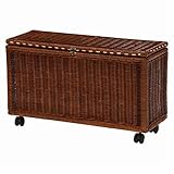 トランクボックス ( 籐製収納ボックス 収納家具 ) 幅70cm×奥行25cm キャスター付き RUD-1905S