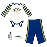 Baby Gear baby-boys新生児3 Piece Monkeyセット カラー: ブルー
