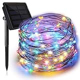 イルミネーションライト ソーラーフェンス 屋外 気分で選べる８パターン点灯できる 100球 1...