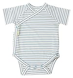 オーガニックコットン yuga☆ボーダー半袖前あきボディ ブルー 60cm オーガニックコットン100% ベビー 服 男の子 女の子 兼用 出産祝い ロンパース プレゼント 綿100%