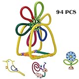 playmaty柔軟なSticks Toy Twistable Stem Toy – 94個ピースカラフルソフトBuilding Sticks Construction Toy SetスタッカブルBe
