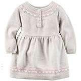 カーターズ（Carter's）女の子用薄グレーxベビーピンクハッピーホリデー長袖セーターニットワンピース ショーツ付きドレス (24months(83-88cm)) [並行輸入品]