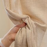 SXYITE カーテン リネンスタイル リネンブレンド 無地 アンティークスタイル 丈176x幅100cm 2枚 レースカーテン 透けない 外から見えない 寝室 リビング ホワイト ベージュ ぞうげいろ