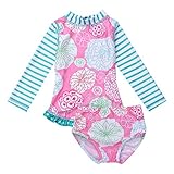(アルビビ) Alvivi キーズ水着 子供 女の子水着 ガールズ キッズ ビキニ セパレート 2点セット ラッシュガード ミズギ 花柄 スイムウェア ベビー水着 長袖 ショートパンツ ピンク 90