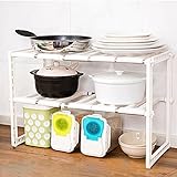 YOMYM 押入れフリーラック 伸縮タイプ シンク下伸縮棚 フリーラック 組立式 キッチン収納 （ホワイト）