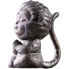 Amazon Co Jp Nuolux 悟空置物猿像紫色の粘土仏工芸中国風水風水装飾セラミック芸術茶ペットの装飾 ホーム キッチン
