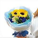 【夏に負けるな！サマーセール開催！】BIO Newひまわりブーケ　フレグランスソープフラワー　12輪　クリアバック・ギフトボックス付　お祝い　記念日　お見舞い　バレンタインデー　ホワイトデー　母の日　