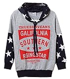 Plus Nao(プラスナオ) プルオーバーパーカー トレーナー 長袖 トップス 秋冬 子供服 男の子 女の子 男児 女児 キッズ スター柄 星柄 ロゴプ グレー 120
