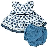 《H29年春物》(日本製) Pample Mousse(パンプルムース) 交織ピンチェック水玉リボン付水玉ミルキースーツ 80cm /OW NO.DP-71400