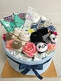 おむつケーキ 双子 男の 子出産祝い 『ワクワクアニマル』人気ソックス パンパース オムツ使えるセット