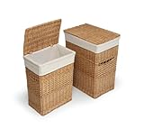 Badger Basket Two Hamper Set with Liners, Natural by Badger Basket