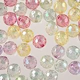 ファイニエ ビーズ 10mm 半透明 200個 ファセット オーロラ アクセサリー ハンドメイド パーツ BD3079