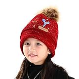 Vin beauty 少年少女 可愛い 冬の暖かい かぎ針編みニットハット ビーニーキャップ 赤