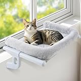 GUUSII HOME 猫ハンモック ねこベッド 掛け式猫ハンモック ねこハンモック 猫ベッド 窓際用 窓掛け式 ベッド 棚掛け ねこ はんもっく ねこソファ 猫窓パーチ 猫窓ハンモック 屋内用 頑丈 調節可能 耐久性 安定 猫用ベッド 省スペース 洗濯可能 大型猫 適用 (グレー, S)