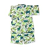 (グリーン/80cm) ベビー服 男の子 甚平 綿100％ アニマル 迷彩柄 ポケット付 上下組セット 男児 ベビー