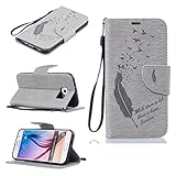 Samsung Galaxy S6 ケース UNEXTATI 高品質 PUレザー 手帳型 ケース 財布型 ウォレット型 衝撃吸収 保護カバー カード収納 ホルダー ストラップ付き 横開 スタンド機能 