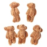 fivekim 5ピースミニテディベアぬいぐるみミニジョイントテディベアぬいぐるみのおもちゃ-かわいい小さなクマぬいぐるみぬいぐるみ、パールベルベット人形、誕生日ケーキの結婚式のパーティーのための人形のおもちゃ-好意用品-茶色