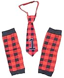 ケーキSmash Baby Boy 1st BirthdayセットLumberjack Buffalo Plaid Necktie &レッグウォーマーOutfit