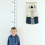 Mahoo Baby Height Growth Chart Hanging Wood Frame Canvas Roll-Up Height Ruler for Kids Room Wall Dec