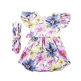 HOLLYHORSEベビーガールズキュートノースリーブロンパースヘアバンドセット US サイズ: M カラー: ブルー