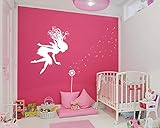Fairy Dandelion Wand Wall Decal Nursery Kids Room Tale Sticker 1146 (White) [並行輸入品]