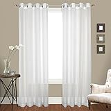 High Quality Venetian Crushed Voile Window Curtain Panel, 100 by 63-Inch, White, Set of 2