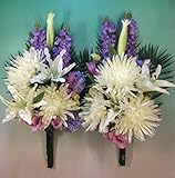 仏花 百合と菊のお供え花 一対（２個セット）シルクフラワー 造花 枯れない花 お墓まいり お供え