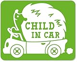 imoninn CHILD in car ステッカー　【マグネットタイプ】　No.37　ハリネズミさん　（黄緑色）