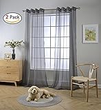 miuco 2パネルグロメットTextured Solidシアーカーテンカーテンパネルのリビングルーム 54x95 inch グレー DLI-SLD-25495-CHA
