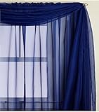 (1, navy dark blue royal blue) - 1 X Beautiful Elegant Voile Sheer Valance Scarf 90cm X 550cm Topper