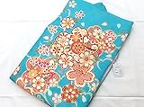 女の子正絹初着 一つ身　水色地に桜 青