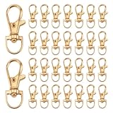 HappyHome ナスカン キーホルダー金具 50個セット 全長36mm 内径10mm 回転フック アクセサリ金具 亜鉛合金製 (ゴールド)