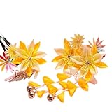 [ 京都きもの町 ] 子供用 髪飾り セット 黄色×生成り つまみ細工 の 花 髪飾り ふわふわ羽根飾り付き