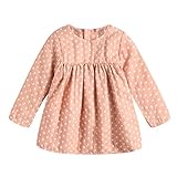 女の子 ワンピース ガールズ ドレス 長袖 ベビー チュニック キッズ 子供服 ベビー服 グリッドパターン 綿麻 チェック柄 かわいい (104, ピンク)
