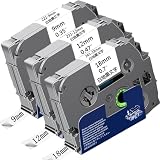 互換 9mm 12mm 18mm TZeテープ 白地黒文字 ブラザー ピータッチ テープ P-touch カートリッジ