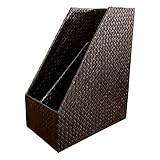 ファイルボックス パンダンリーフ [ダークブラウン] [間仕切り2分割] A4ファイルが入る 縦型 スリム ブックスタンド マガジンラック 収納 整理整頓 天然素材 アジアンテイスト 雑貨 南国リゾート [並行輸入品]