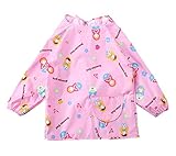 新しいピンクの人形防水スリーブビッグキッズ絵画スモック（110-130CMの高さ）