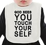 God Sees You Touch Yourself Slogan ネクタイを有する有機ビブ Medium