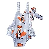 PER ベビー　ロンパース　カバーオール　連体服 スリング　ロンパース+ヘッドバンド　可愛い　フォックスプリント　ベビー 幼児　　夏装
