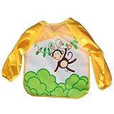 URAQT ユニセックスベビーEVA長袖防水ビブオーバーオールチャイルド絵画服お食事用スモックエプロン