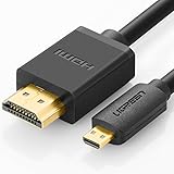 Ugreen Micro HDMI ケーブル Micro HDMI to HDMI 変換ハイスピードケーブル  タイプD-タイプA 3D&4K解像度 オーディオリターンイーサネット対応 スマート電話 タブレット カメラなどのデバイス対応 金メッキコネクタ搭載 黒  2m