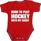 BabyPrem Baby Born to Play Hockey With My Daddyボディスーツnb-12 MTH カラー: レッド