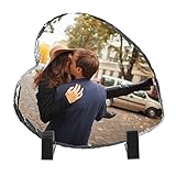 Personalized RockスレートフォトPlaque画像フレームフォトカスタム誕生日/ Baby Birth /バレンタインデー/クリスマスギフト 7.1"x7.9"x0.4" グレー CUS