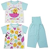 【本体綿100％】2018年 夏物 アンパンマン 天竺 半袖・半袖 ２トップスパジャマ Anpanman ミント◇100cm