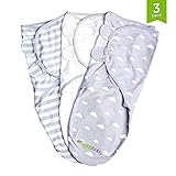 Swaddle Blanket Adjustable Infant Baby Wrap Set by Ziggy Baby 3 Pack Soft Cotton Grey Cloud Stripe &