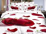 3D Oil Red Rose Wedding Bedding Sets,(1PC Duvet Cover,1PC Bed Sheet,2PC PillowCase ),100% Cotton Kin