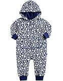 [Vaenait Baby]100%綿ベビー服ロンパースつなぎ肌着カバーオールフード付きBlue Bloom L