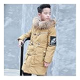 冬　子供服　ダウンジャケット　厚くする　保温　ファッション　カーキ色　150cm