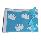 Labebe 100% Knit Blanket for Baby Indoor & Outdoor - Blue Elephant