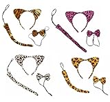 Honeya 4 Sets of Baby Kids Cute Cartoon Cat Ear HeadbandBow Tie and Cat Tail For Dress Party Color1 